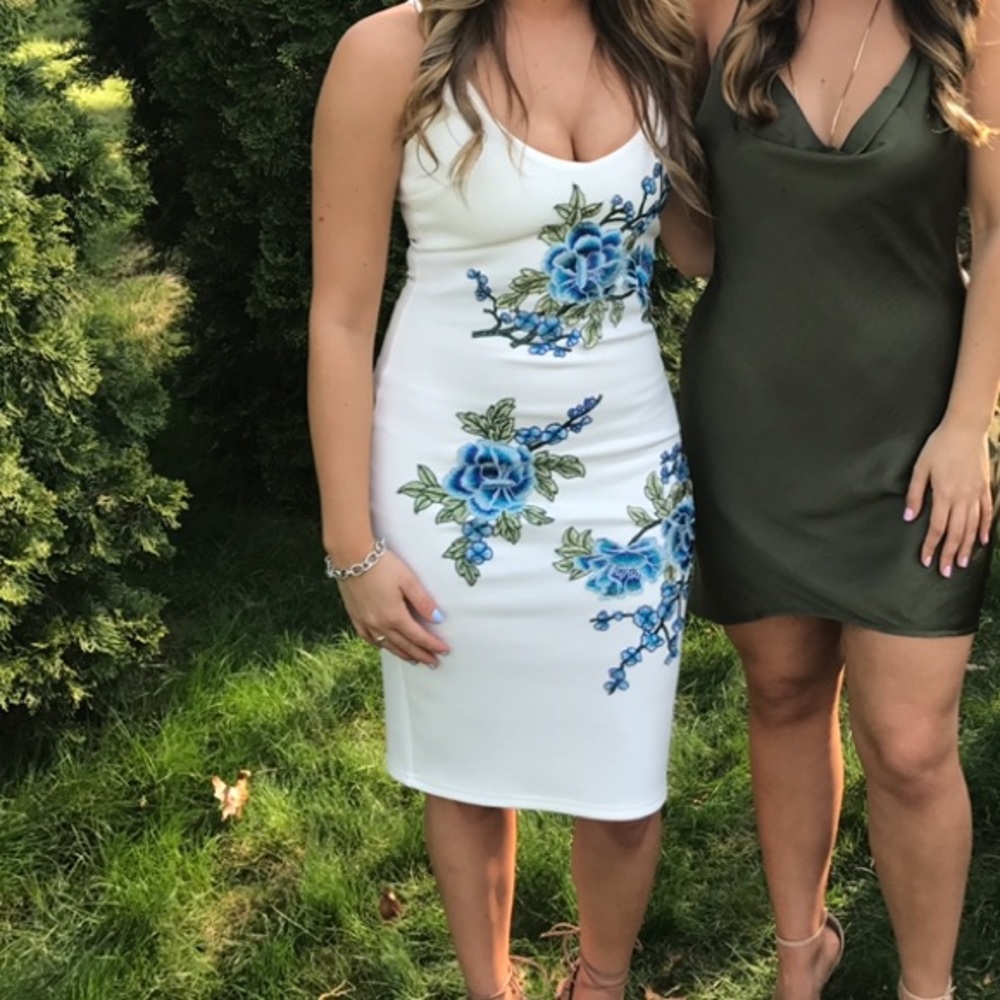 White and blue floral dress